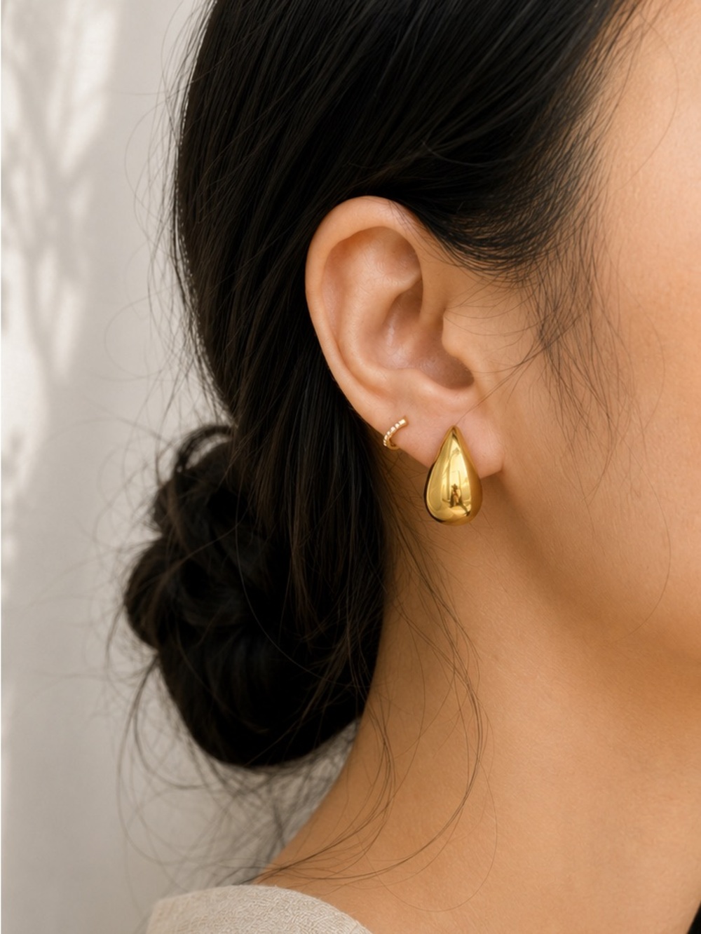 18k Gold Plated PVD Stainless Steel Teardrop Drop Earrings - Women's Jewelry